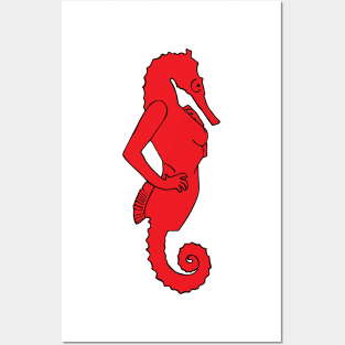 Seahorse (with outline) Posters and Art